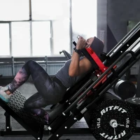 RitFit Adjustable Leg Press & Hack Squat Station with Included Weight Plate Kit, Linear-Bearing Home Gym with Weight Storage Posts(m-8)