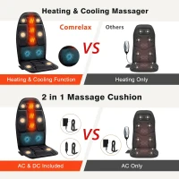 Heated and Cooled Massage Seat Cushion — Deep Vibration Therapy with Dual Adapters, Portable Chair Massager for Full-Body Comfort, Gift for Parents(m-6)