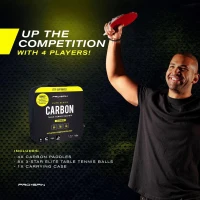 PRO-SPIN Carbon Table Tennis Paddles — Professional 4-Player Set with 7-Ply Carbon Blade, Premium Rubber, 2.0mm Sponge(m-8)