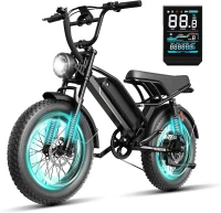 Electric Dirt Bike for Adults – 2000W/1500W Peak Motor Ebike with 20""/16""x4"" Fat Tires, 48V Removable Battery, All-Terrain Dual Suspension(m-1)