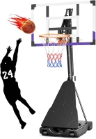 TONBUX Portable Basketball Hoop Outdoor 44/48"" Shatterproof PC Backboard, Stepless 5.25–10 ft Height Adjustment, Wheeled Base for Backyard & Driveway(m-1)