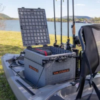 YakAttack BlackPak Pro 13in x 16in Kayak Fishing Crate – Battleship Grey, 4 TetherTube Rod Holders | Lightweight Durable Customizable(m-7)