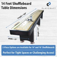 Playcraft Georgetown Shuffleboard Table — 2-Piece Split Design for Tight Access, Storage Cabinet, Includes 8 Pucks, Abacus, Brush & Wax(m-7)