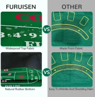 70"" x 35"" Upgraded Waterproof Casino Craps Tabletop Layout Mat with Carrying Bag, Anti-Slip Rubber Top Cover for Parties and Home Game Nights(m-3)