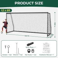 MOPHOTO Heavy-Duty Soccer Goal — Multiple Sizes for Backyard, Training & Full-Size Practice (Various Dimensions Available)(m-6)