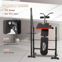 MAIDOMA 1500 lb 8-in-1 Olympic Weight Bench Set with Leg Extension/Curl, Preacher Pad, Barbell Rack & Safety Catches — Foldable Home Workout Bench (US Stock)(m-5)