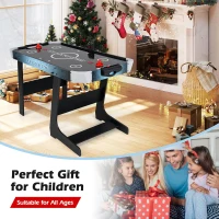 GYMAX 56"" Fold-Up Air Hockey Table — Arcade Style with Powerful 12V Motor, LED Digital Scoreboard, 2 Pushers & 2 Pucks — For Home, Game Room & Office(m-7)