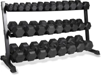 CAP Barbell Rubber Hex Dumbbell Set with Three-Tier Rack — Available in 280 lb, 550 lb & 1200 lb Options(m-1)