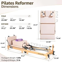 Oak Wood Pilates Reformer Machine – Studio-Grade, Quick Assembly, Foldable Home & Gym Equipment with Accessories(m-2)