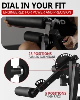 GMWD LE02 Plate-Loaded Leg Extension & Curl Machine, Adjustable Lower-Body Exercise Bench with Rotary Leg Attachment, Home Gym Thigh Trainer (Black)(m-9)