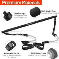 REN RAN RING Pilates Bar Set with Resistance Bands – Adjustable Metal Buckle, All-in-One Home Pilates Bar for Men & Women Full-Body Workouts(m-2)