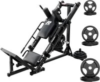 RitFit Heavy-Duty Leg Press & Hack Squat Station with Plate Set, Linear Bearings and Weight Storage for Home Gyms(m-9)