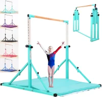 MARFULA 4 ft/5 ft Foldable Gymnastics Kip Bar Set with Mat - Adjustable Height (36""–60""), 400 lb Capacity for Kids & Club Training(m-1)