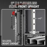 Mikolo M4 Smith Machine 2200 lb Capacity Squat Rack with Lat Pulldown & Cable Crossover, Includes Leg Hold-Down Attachment(m-4)