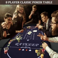 71-Inch Folding Poker Table for 6-8 Players — Portable Casino-Grade Felt Table with Collapsible Legs, Padded Rails and Deep Cup Holders for Texas Hold'em & Blackjack(m-2)
