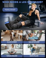 MUSUGY Sequential Compression Leg Massager with Heat – Full-Leg Air Compression Boots, 6 Modes, 9 Intensities & 3-Zone Heat for Circulation and Pain Relief – Gift for Athletes & Parents(m-4)