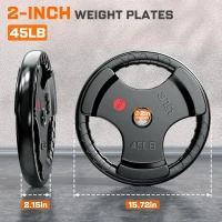 XDDIAS 2-Inch Olympic Rubber Grip Plates — Solid Cast Iron Core Weight Set for Home & Gym Strength, Weightlifting and Bodybuilding (Pair/Sets)(m-4)