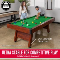 GoSports 7 ft Wood-Finish Pool Table — Rustic Brown Frame with Green Felt (7 x 4 ft)(m-3)