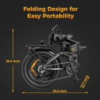 Jasion X-Hunter Foldable Electric Bike — 1400W Peak Motor, 624Wh Removable Battery, 20x4"" Fat Tires, Full Suspension, 7-Speed, 30 MPH, 70+ Mile Range(m-6)