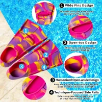 Fanwill Kids Swim Fins — Short, Comfortable Training Flippers for Children (Girls & Boys) — Lap Swimming & Beginner Practice(m-2)