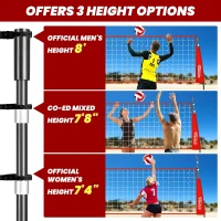 SPOYNAL 12FT/20FT Portable Freestanding Volleyball Net — Adjustable Height Practice Set with Carry Bag, PU Ball & Pump for Indoor/Outdoor Use(m-3)