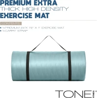 Tone Fitness 1-Inch Thick High-Density Mat for Yoga & Home Gym — Non-Slip Surface with Carry Strap (24"" x 72"")(m-2)