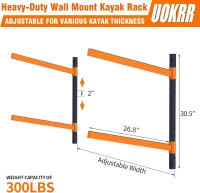 Wall-Mount Kayak Storage Rack — Heavy-Duty Adjustable Multi-Boat Organizer for Indoor & Outdoor Use, Garage Space-Saver(m-2)