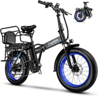 1000W Peak Folding Electric Bike, 48V 20Ah Removable Battery, 30+ MPH, 80-Mile Max Range, 20"" Fat Tire E-Bike(m-1)