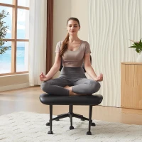 Bestier Ergonomic Bentwood Meditation Chair with Wider Spinal Back Support, 360° Swivel and Adjustable Height Cross‑Legged Office Chair for Adults up to 300 lbs (Contemporary Bentwood, Black)(m-5)