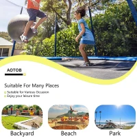 AOTOB 12 ft Outdoor Trampoline with Safety Enclosure Net and Basketball Hoop — Heavy-Duty PP Jump Mat, Spring Cover Padding, Storage Bag & Ladder(m-6)