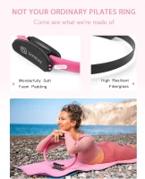 LIONSCOOL 14-inch Anti-Deformation Pilates Ring Set with Padded Handles, Mini Ball, Resistance Bands, Guide & Bag(m-3)