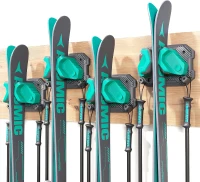 Skifavs Ski & Snowboard Wall Rack for Garage Wall — Universal Fit, Damage-Free Storage Rack, Green (4-Pack)(m-1)