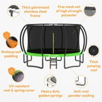 JUMPZYLLA Outdoor Trampoline with Safety Enclosure & Ladder — 8FT/10FT/12FT/14FT/15FT/16FT, ASTM-Certified Recreational Trampoline for Kids and Adults, Anti-Rust Coated Frame(m-3)