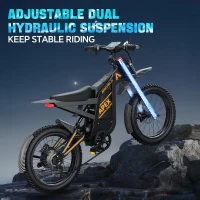 Electric Dirt Bike for Adults with Peak 3000W Brushless Motor, 48V 32Ah Removable Battery, Up to 37 MPH and ~80 Miles Range – Fat-Tire Electric Mountain E-Bike for Snow, Sand & Commuting(m-5)