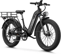 Aipas M1 Pro Electric Fat-Tire Bike — 1800W Peak Motor (110Nm), 48V 17.5Ah Removable Battery, 26x4.0"" Tires, Dual Suspension, 36 MPH Top Speed, 7-Speed Drivetrain(m-1)