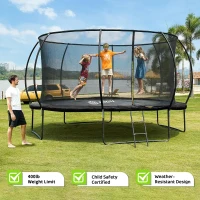 GIGU Outdoor Trampoline (10/12/14/15/16 ft) with Enclosure Net, Ladder & Anti-Rust Coating – Recreational, ASTM & CPSIA Approved(m-2)