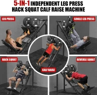 SPART 5-in-1 ISO Leg Press & Hack Squat Station with Linear Bearings, Adjustable Hack Squat and Calf Raise, Commercial Leg Machine with Weight Storage and Band Pegs(m-3)