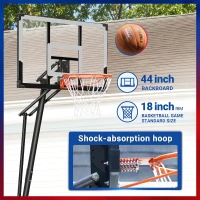WIN.MAX Outdoor Portable Basketball Hoop with 44"" Shatterproof Backboard & Extra-Large Base — 4.9 to 10 ft Adjustable(m-2)