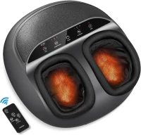RENPHO 2026 Upgraded Heated 3D Shiatsu Foot Massager with Wireless Remote — Full-Cover Air Compression & 360° Rolling Therapy, Fits Up to US Size 13 (Black)(m-1)