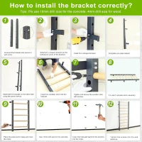 Kipika 2""x2"" Wall-Mounted Swedish Ladder with 1"" Hole — Pull-Up Bar & Suspension Trainer with Solid Wood Handles for Home, Wall Gyms, Schools(m-8)