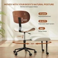 Bestier Contemporary Bentwood Meditation Chair with Wider Back Support, 360° Swivel and Height Adjustment for Cross‑Legged Seating, Supports up to 300 lbs (White)(m-5)