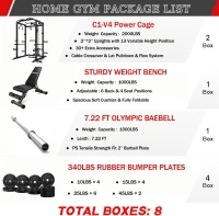 C1-V4 Power Cage — GOIMU 2000 lb Squat Rack with Lat Pulldown, Multi-Function Strength Cage with Extensive Attachments for Home Gym(m-2)