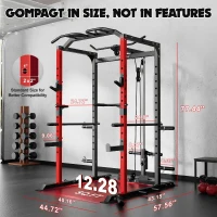 GOIMU C1-V4 Power Cage - 2000 lb Capacity Squat Rack with Lat Pulldown and Multi-Function Attachments for Home Garage Gym(m-9)