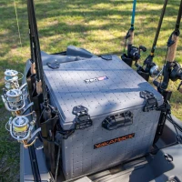 YakAttack BlackPak Pro 16"" x 16"" Battleship Grey Fishing Crate with 6 Rod Holders – Customizable Kayak Tackle Organizer | Made in USA(m-7)