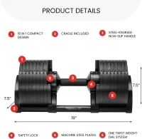 NUOBELL Adjustable Dumbbells 5–80 lbs: Replace 16 Sets — Ideal for Home Gym Bench & Press(m-6)