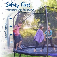 123JUMP by Skywalker — 10/12/14 ft Round Outdoor Trampoline with Enclosure & Ladder, ASTM F381-16 Certified, Spring Pad Cover & Heavy-Duty Jump Mat(m-3)