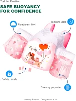 Puddle Float Jumper Swim Vest with Arm Floaties - Toddler Life Jacket for 20-70 lbs, Ages 1-9(m-5)