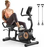 YOSUDA Recumbent Magnetic Exercise Bike for Home — Stationary Recumbent Bike for Seniors & Adults, Adjustable Seat, 350 lb Capacity, 16 Resistance Levels, LCD Display & Pulse Sensors(m-1)
