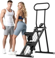 Foldable Vertical Climber Stair Stepper – Compact Home Cardio Machine with Adjustable Handle (46/48/50in) and Anti-Slip Pedals, Supports 310lbs(m-1)