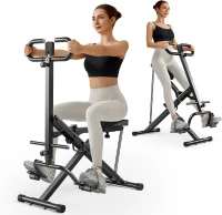 UMAY Foldable Home Squat & Row Machine with 3 High-Strength Resistance Bands(m-1)